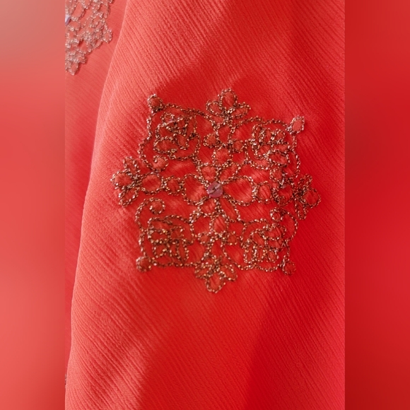 Vintage Y2K Asymetric Empire Tank Women's 12 Orange & Gold Boho New York & Co. - Picture 6 of 11